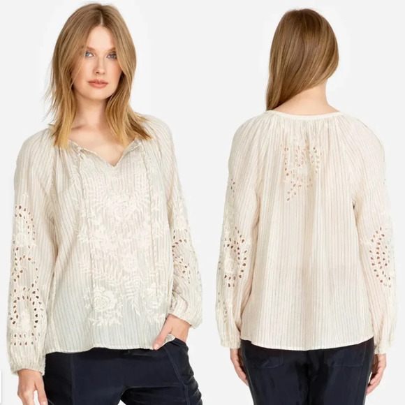 Johnny Was Ivory Marrakesh Embroidered Blouse - Picture 2 of 11
